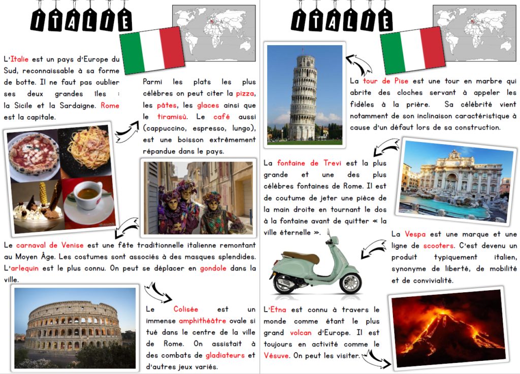 Guide De Conversation Italien Page De Garde Dessin CE1/CE2 • Littérature • Documentaires Pays